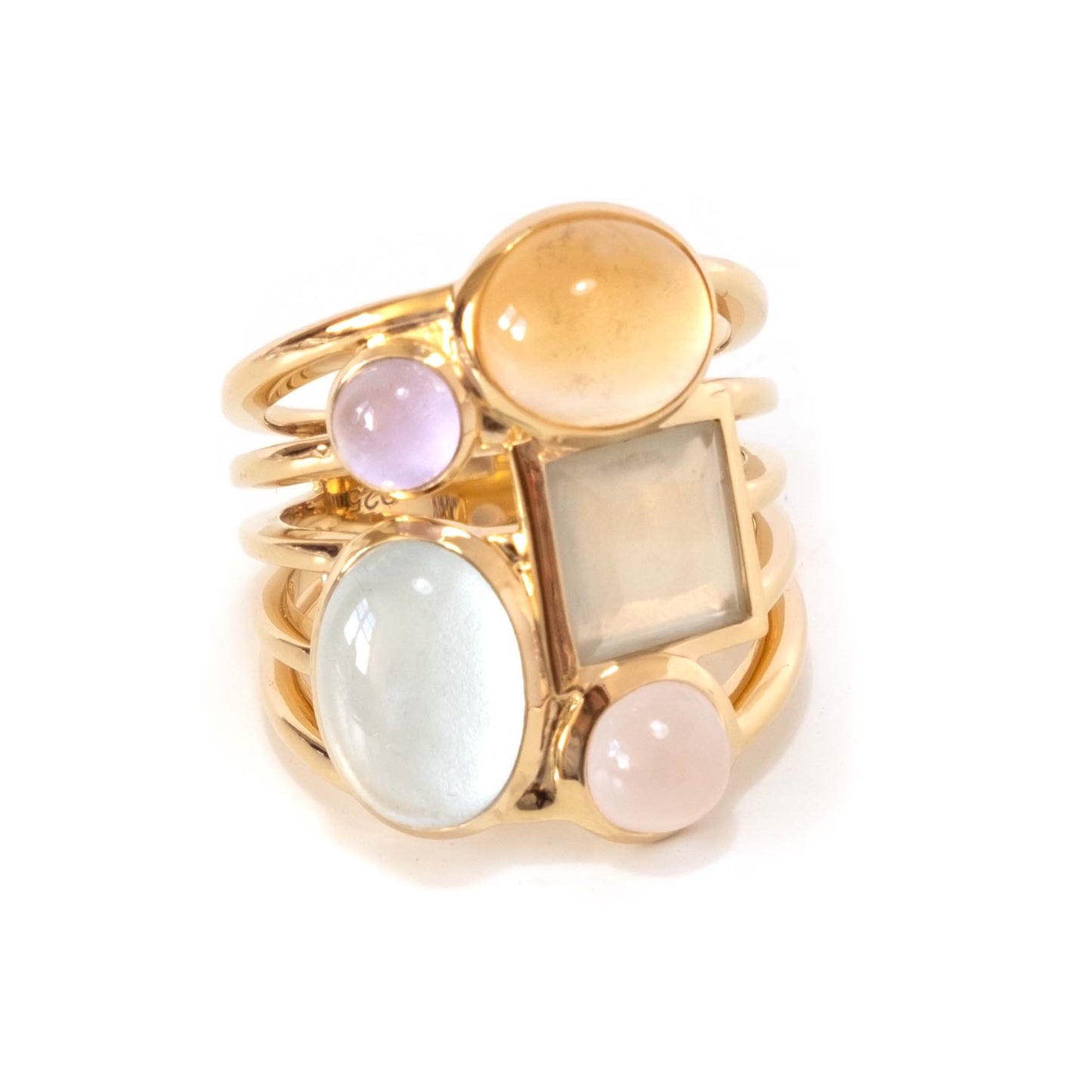 Cabochon Vermeil Five Strand Multi-Stone Ring - 070