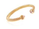 Rose Quartz Open Ended Flexible Vermeil Bangle