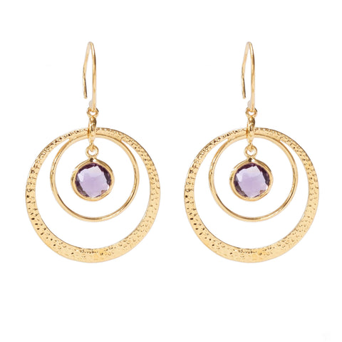 Amethyst 14ct Gold Vermeil Large Double Circle Earrings