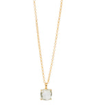 Green Amethyst Checker Cut 14ct Gold Vermeil Single Stone Necklace