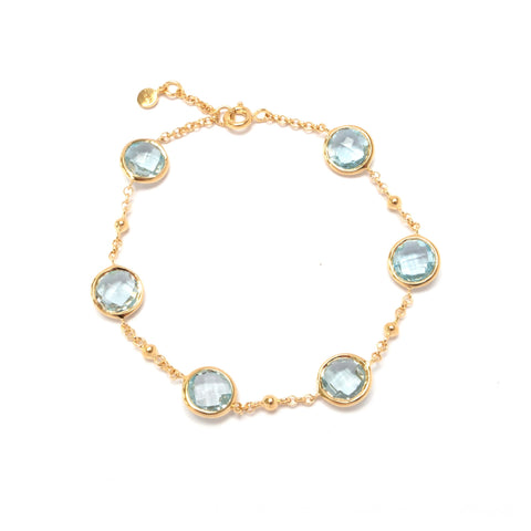 Blue Topaz 14ct Gold Vermeil Six Stone Bracelet