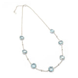 Blue Topaz Seven Stone Silver Necklace