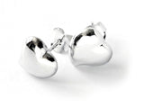 Sterling Silver Solid Heart Curved Earrings