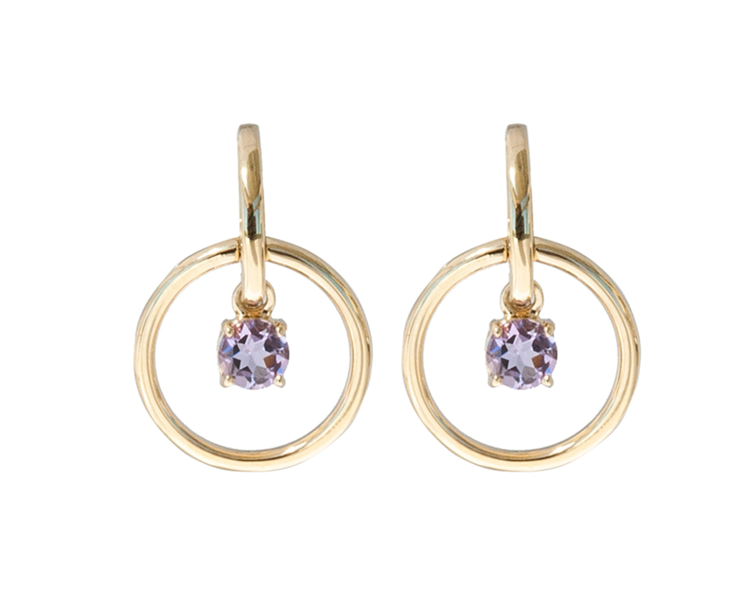 Amethyst Gold 14ct Gold Vermeil Circle Earrings - 017