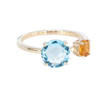 Blue Topaz and Citrine 9ct Gold Round Ring