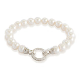 Freshwater Round Pearl Bracelet with Zircon Clasp