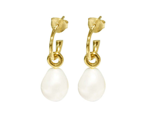 Baroque Pearl Vermeil Hoop Drop Earrings
