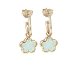 Mint Green Quartz Rounded Flower 14ct Gold Vermeil Earrings