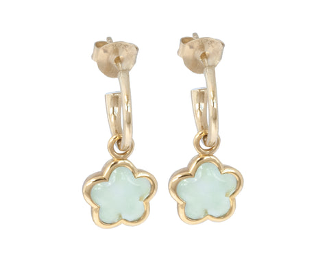 Mint Green Quartz Rounded Flower 14ct Gold Vermeil Earrings