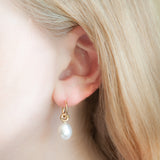 Baroque Pearl Vermeil Hoop Drop Earrings