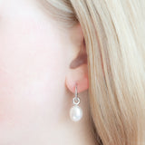 Baroque Pearl Sterling Silver Hoop Drop Earrings