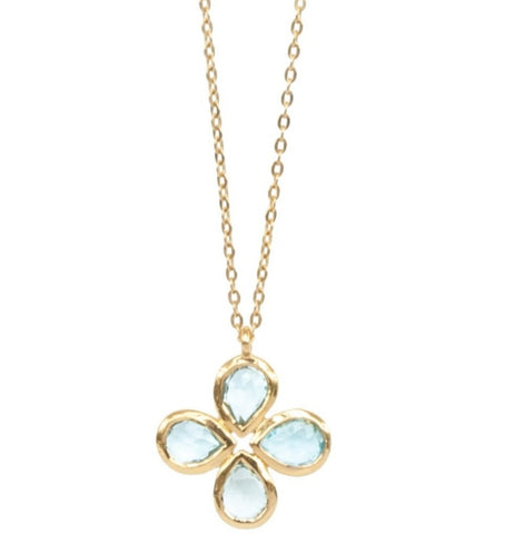Blue Topaz 14ct Gold Vermeil Flower Necklace