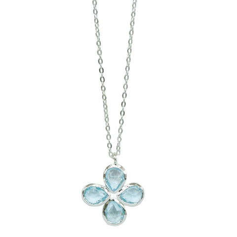 Blue Topaz Sterling Silver Flower Necklace