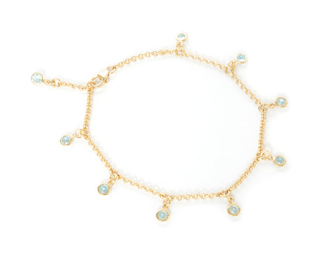 Blue Topaz 14ct  Gold Vermeil Nine Stone Bracelet
