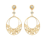 White Sapphire Gold Vermeil Double Hoop Flower Earrings