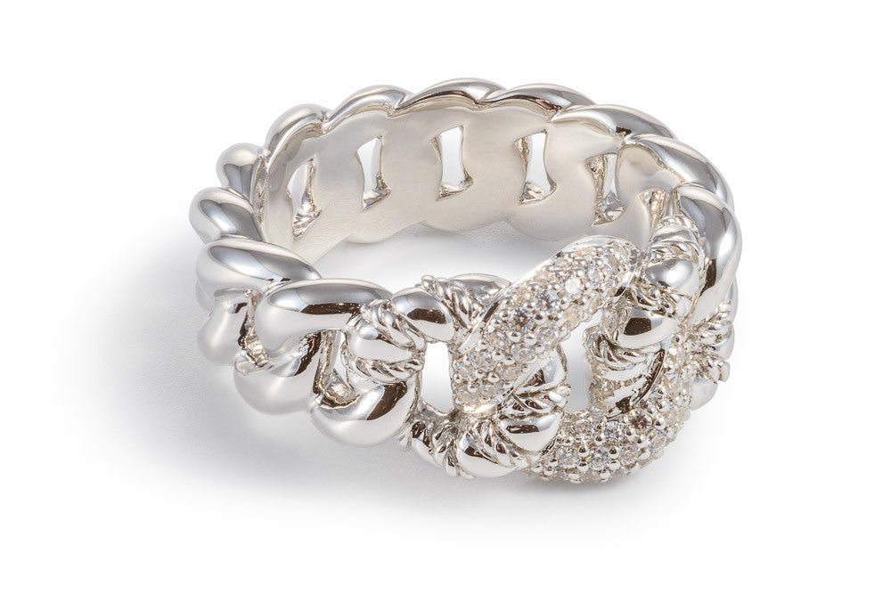 White Sapphire Sterling Silver Knot Ring - 055