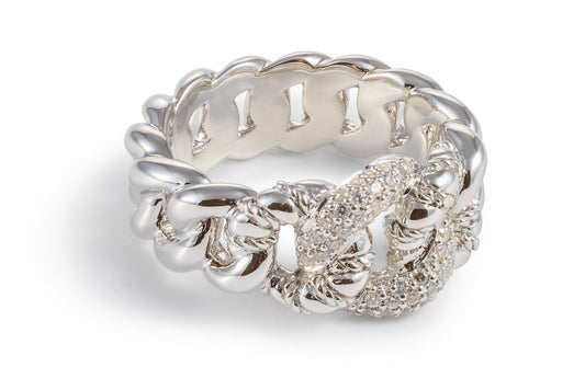 White Sapphire Sterling Silver Knot Ring - 055