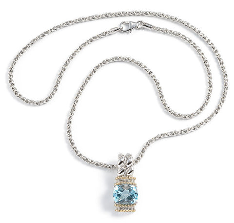 Blue Topaz and White Sapphire double Twist Necklace