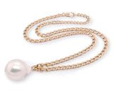 Large Baroque Pearl with White Sapphire on 18" Gold Vermeil  Curb Chain