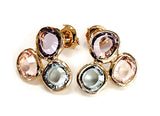 Blue Topaz, Rose Quartz and Amethyst 14ct Gold Vermeil Triple Stone Earrings