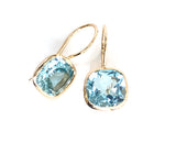 Blue Topaz Square Hook 14ct Gold Vermeil Earrings