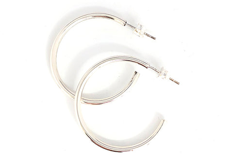 Sterling Silver Medium Thin Hoop Earrings