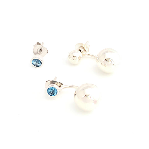Blue Topaz Tiny Studs (alternative stud for the silver double ball earrings)