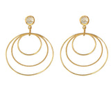 Blue Topaz Single Stone 14ct Gold Vermeil Triple Circle Earrings