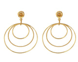 Citrine Single Stone 14ct Gold Vermeil Triple Circle Earrings
