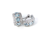 Blue Topaz and White Sapphire Sterling Silver Four Stone Hoop Earrings
