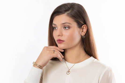 Amethyst Gold 14ct Gold Vermeil Circle Earrings - 017