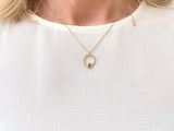 Labrodolite 14ct Gold Vermeil Single Stone Necklace