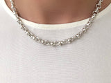Sterling Silver Mixed Link Necklace 18"