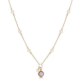 Pearl and Amethyst 18" Necklace on Gold Vermeil Chain