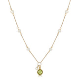 Pearl and Peridot 18" Necklace on Gold Vermeil Chain