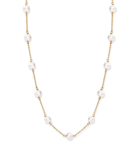 Pearl Necklace on Gold Vermeil 16" Chain