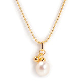 Pearl with Gold Ball Vermeil 16"-18" Drop Necklace