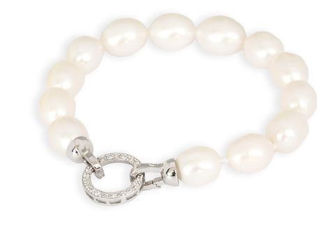 Pearl Bracelet with Cubic Zirconia Clasp